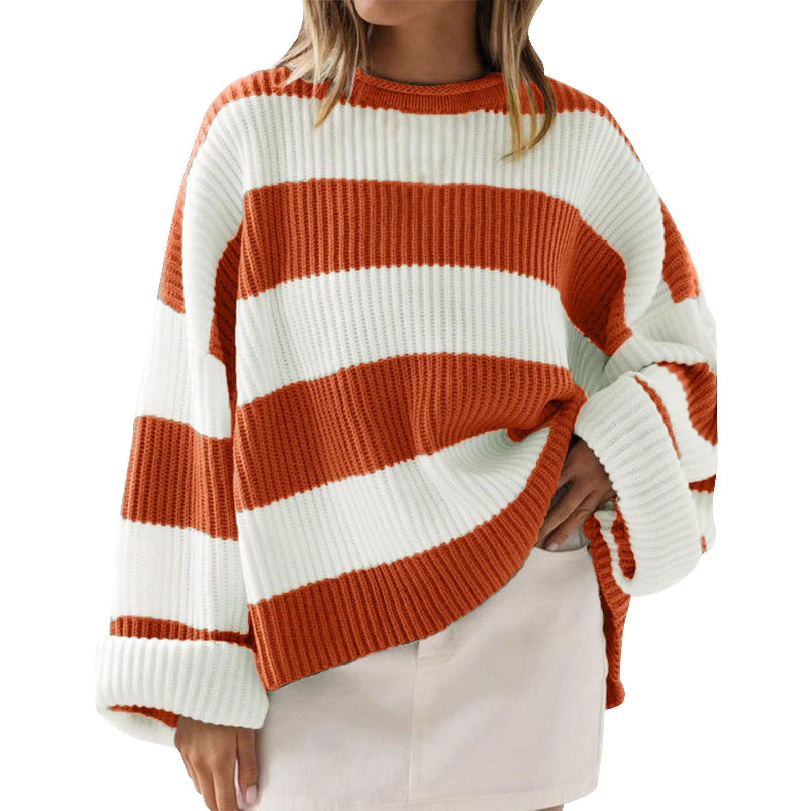 Lily Forsythe | Striped Batwing Sleeve Knit Jumper