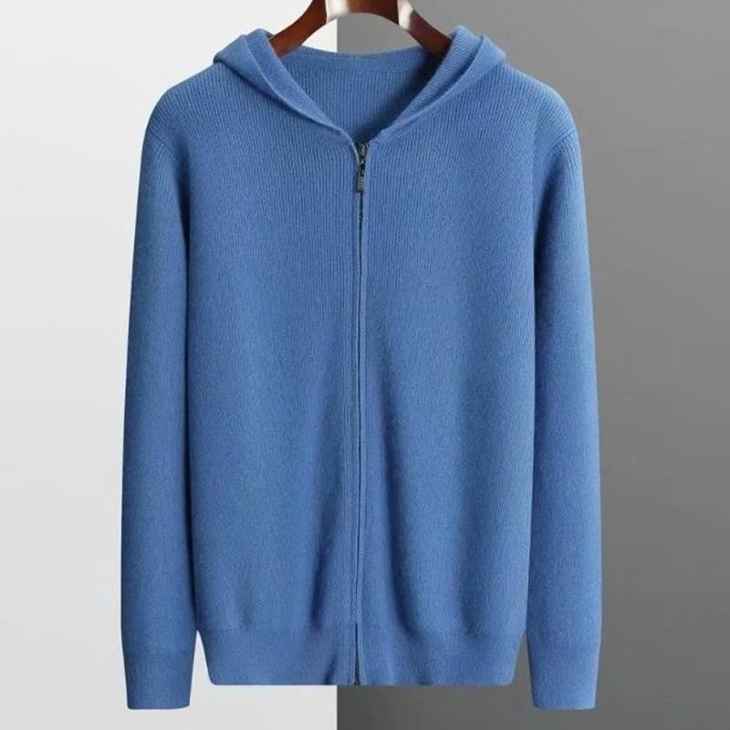 Rowan Smith | Navy Zip-Up Hooded Knit Cardigan