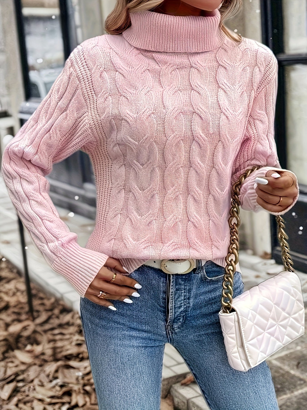 Kirsty Whitmore | Cozy Cable-Knit Turtleneck Sweater