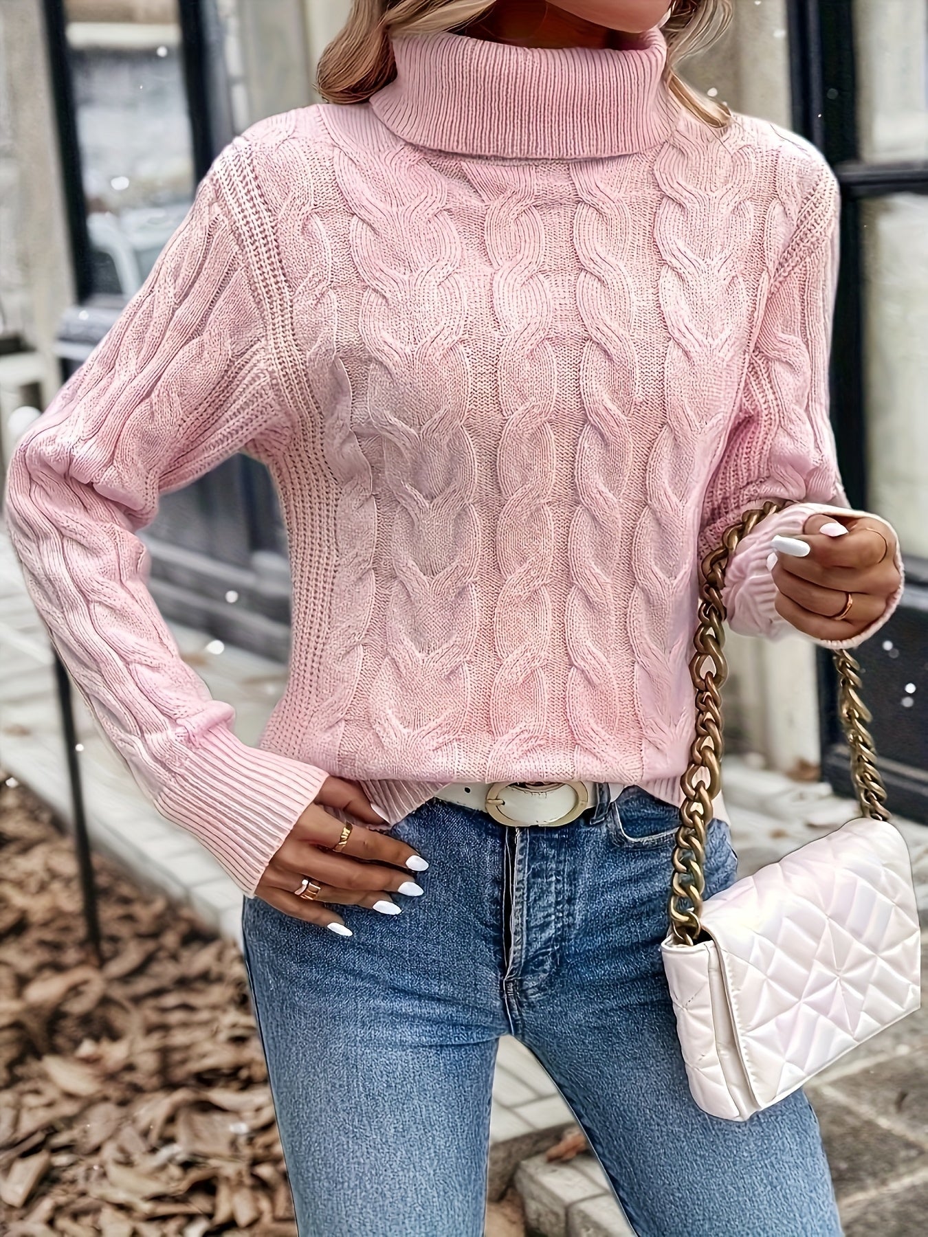 Kirsty Whitmore | Cozy Cable-Knit Turtleneck Sweater