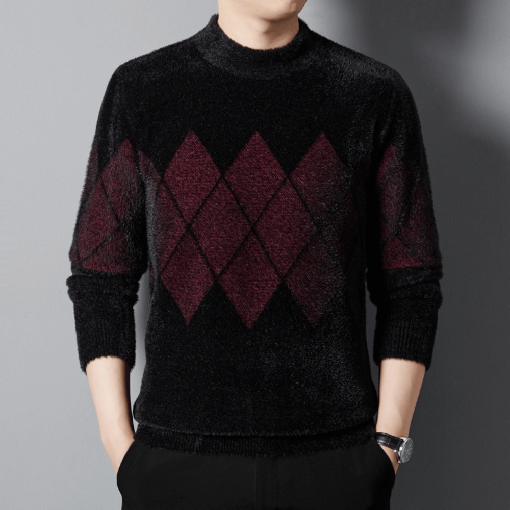 Edward Marchbanks | Argyle Mock Neck Sweater For Men