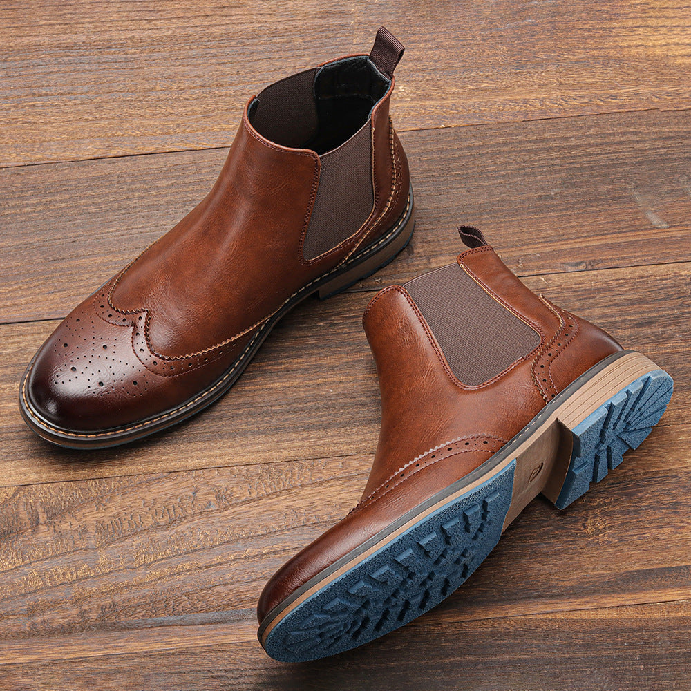Callum Ferguson | Brown Leather Chelsea Boots With Brogue Detailing