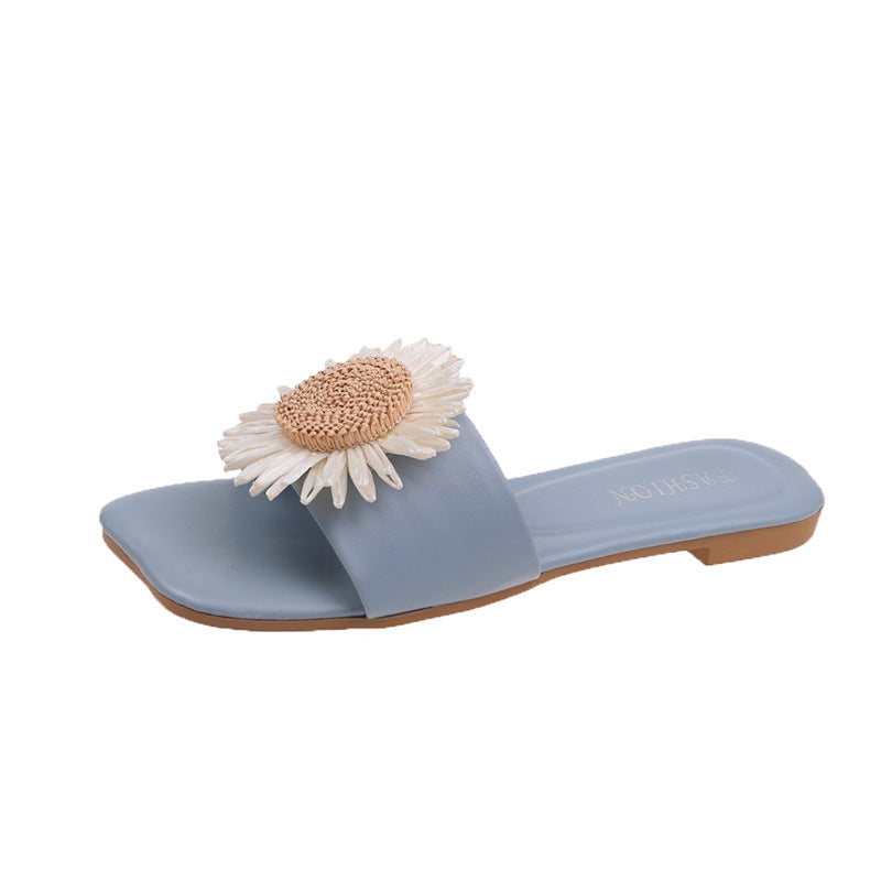 Marina Fletcher | Cream Flat Slide Sandals For Women