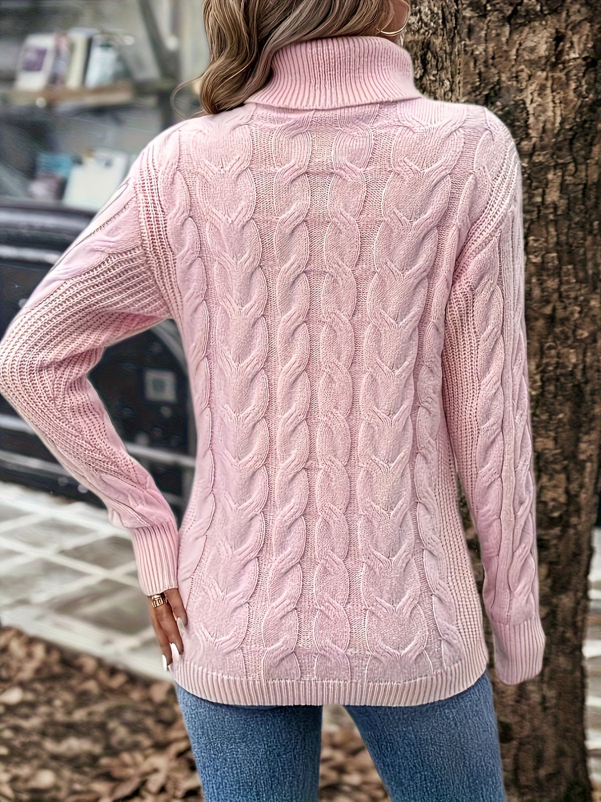 Kirsty Whitmore | Cozy Cable-Knit Turtleneck Sweater