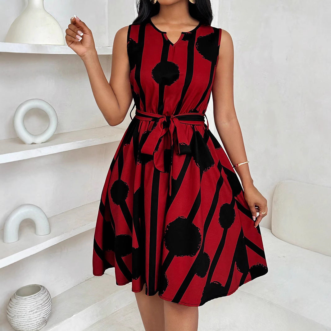 Penelope Rothwell | Printed A-Line Midi Dress With Tie Belt