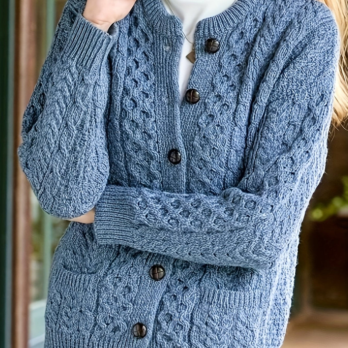 Annabel Winterbourne | Textured Button-Front Cardigan