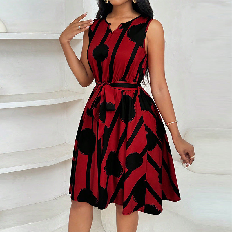 Penelope Rothwell | Printed A-Line Midi Dress With Tie Belt