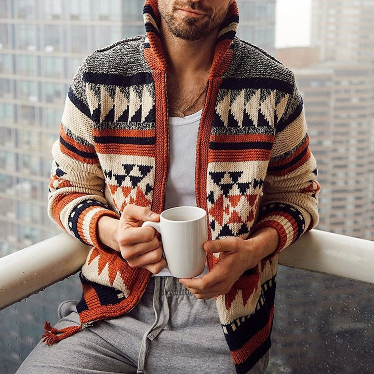 Oliver Fenwick | Aztec-Print Zip-Up Cardigan