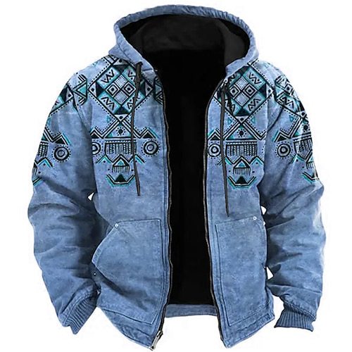 Arthur Turner | Aztec Print Hooded Mens Jacket with Zip Closure