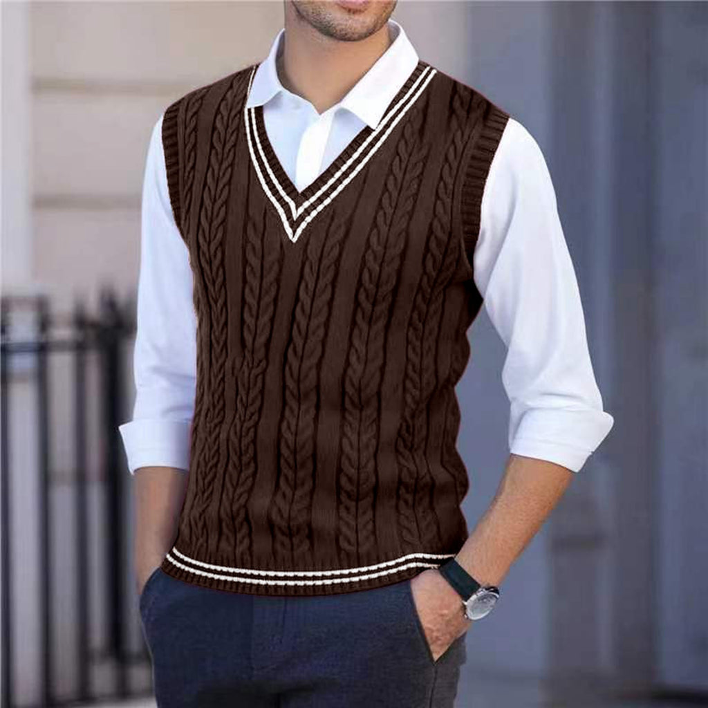 Theodore Sherbourne | V-Neck Cabled Knit Sweater Vest
