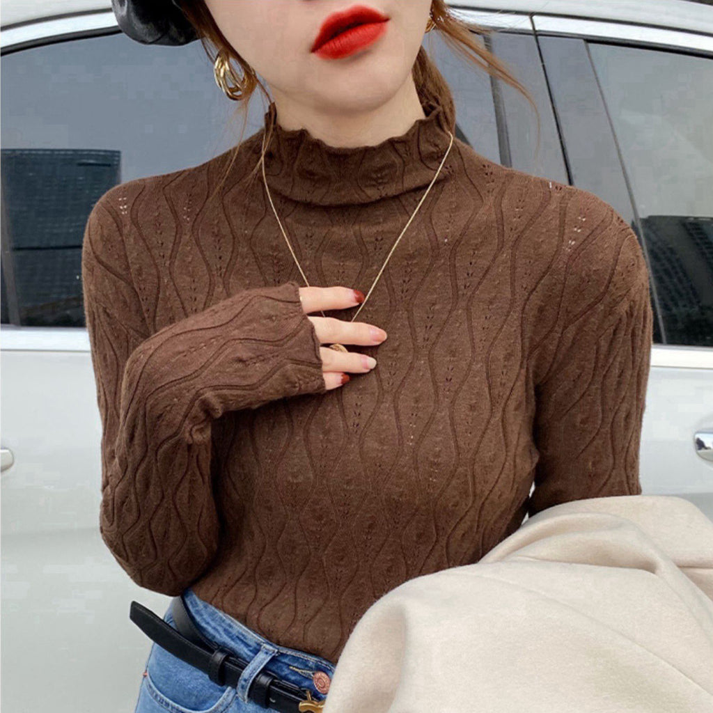 Tabitha Wright | Cream Ribbed Knit Turtleneck Jumper