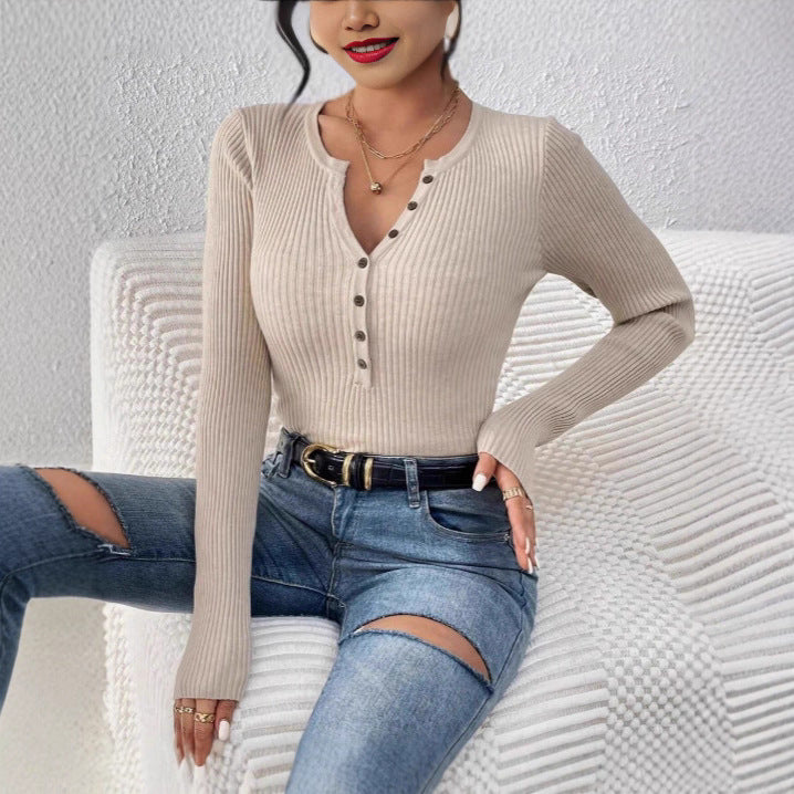 Phoebe Wilson | Front-Button Ribbed Knit Top