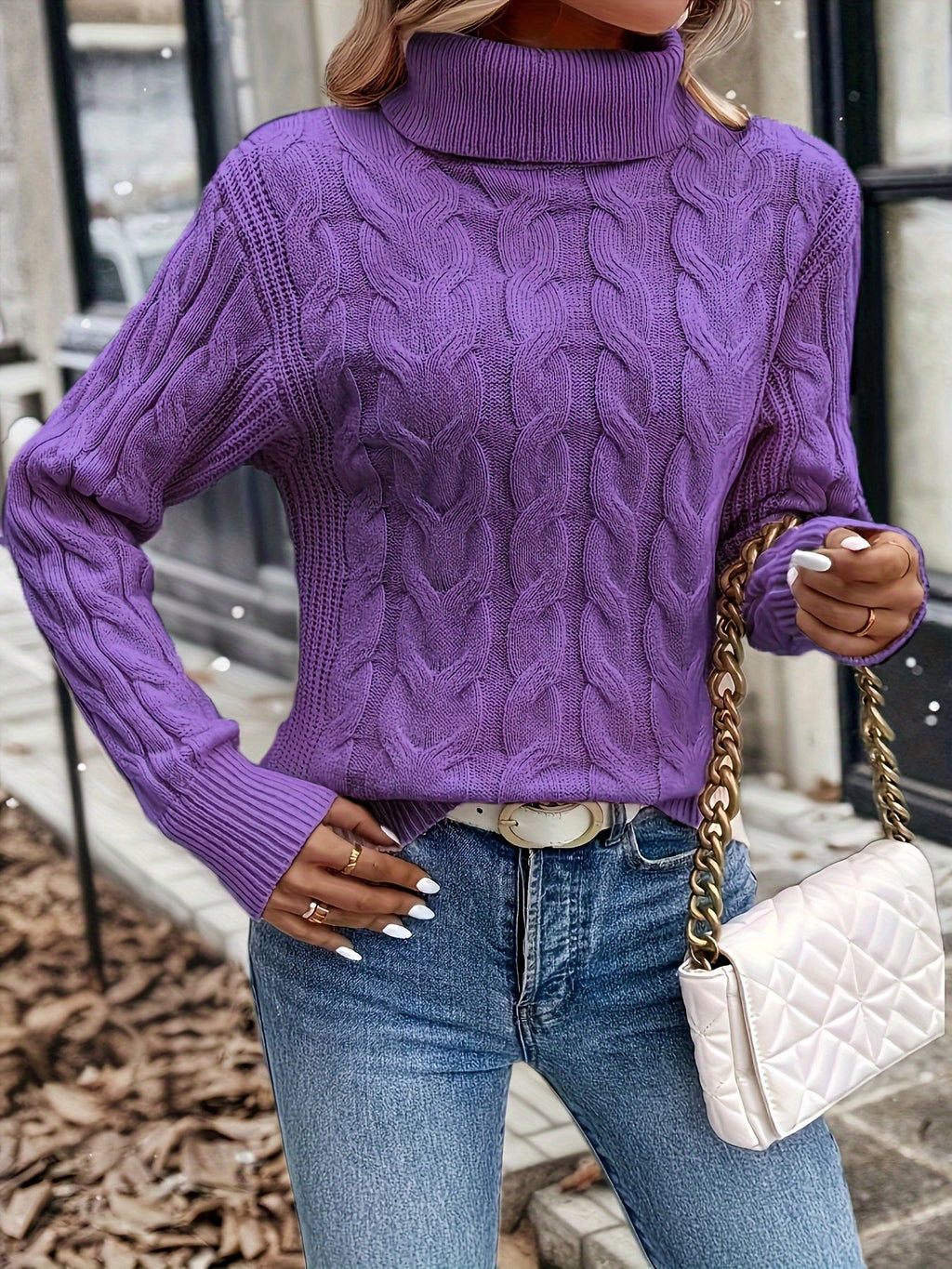 Kirsty Whitmore | Cozy Cable-Knit Turtleneck Sweater