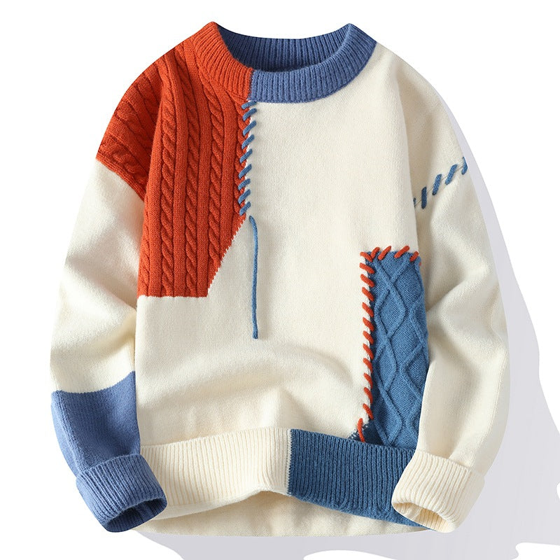 Frederick Lawson | Patchwork Cable-Knit Crew Neck Sweater