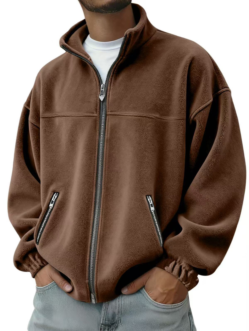 Alfie Merrick | Fleece Zip-Up Stand Collar Jacket