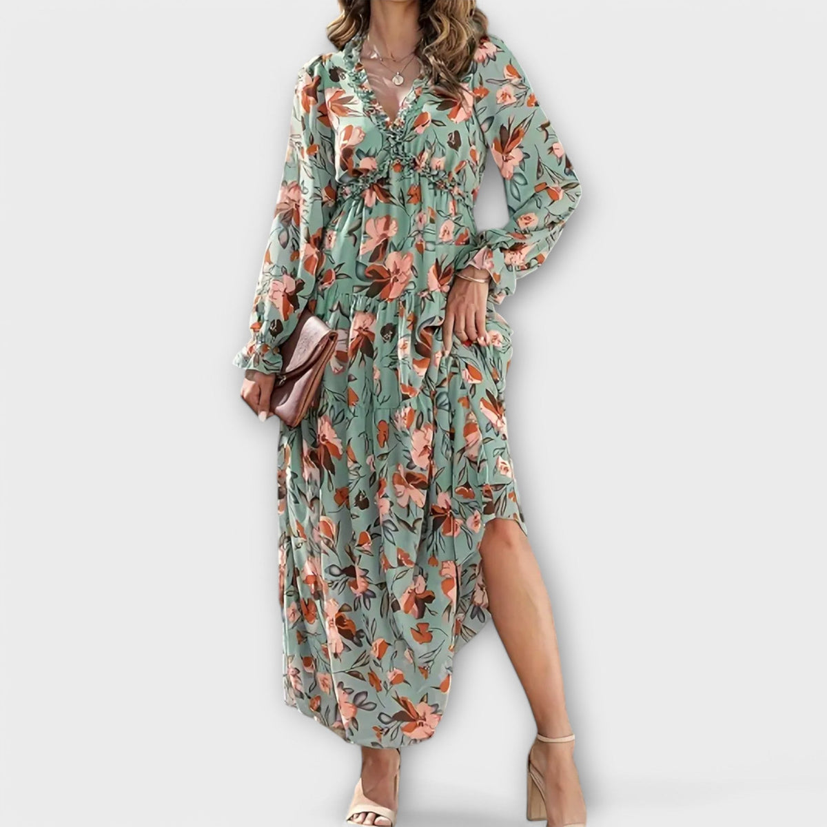 Lucia Bennett | Floral Maxi Dress With Tiered Skirt