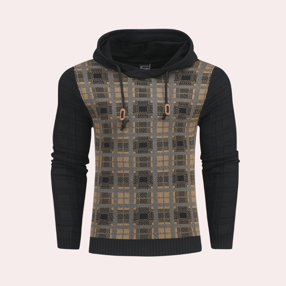 Hugo Sinclair | Checkered Knit Hooded Sweater