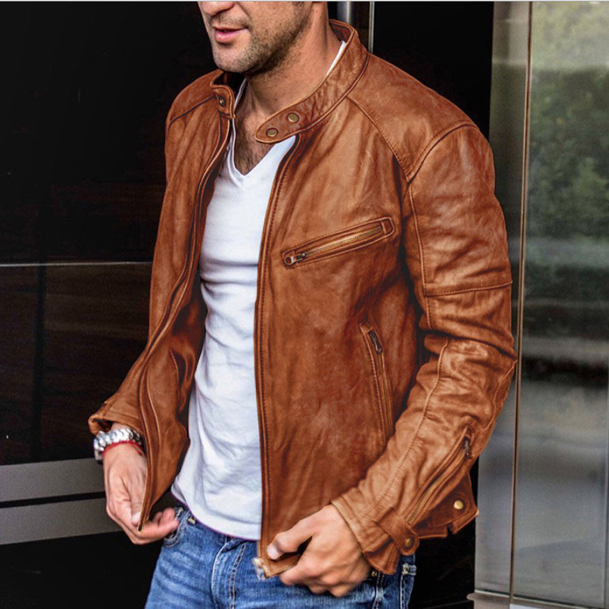Graham Ellery | Stand Collar Leather Jacket for Men