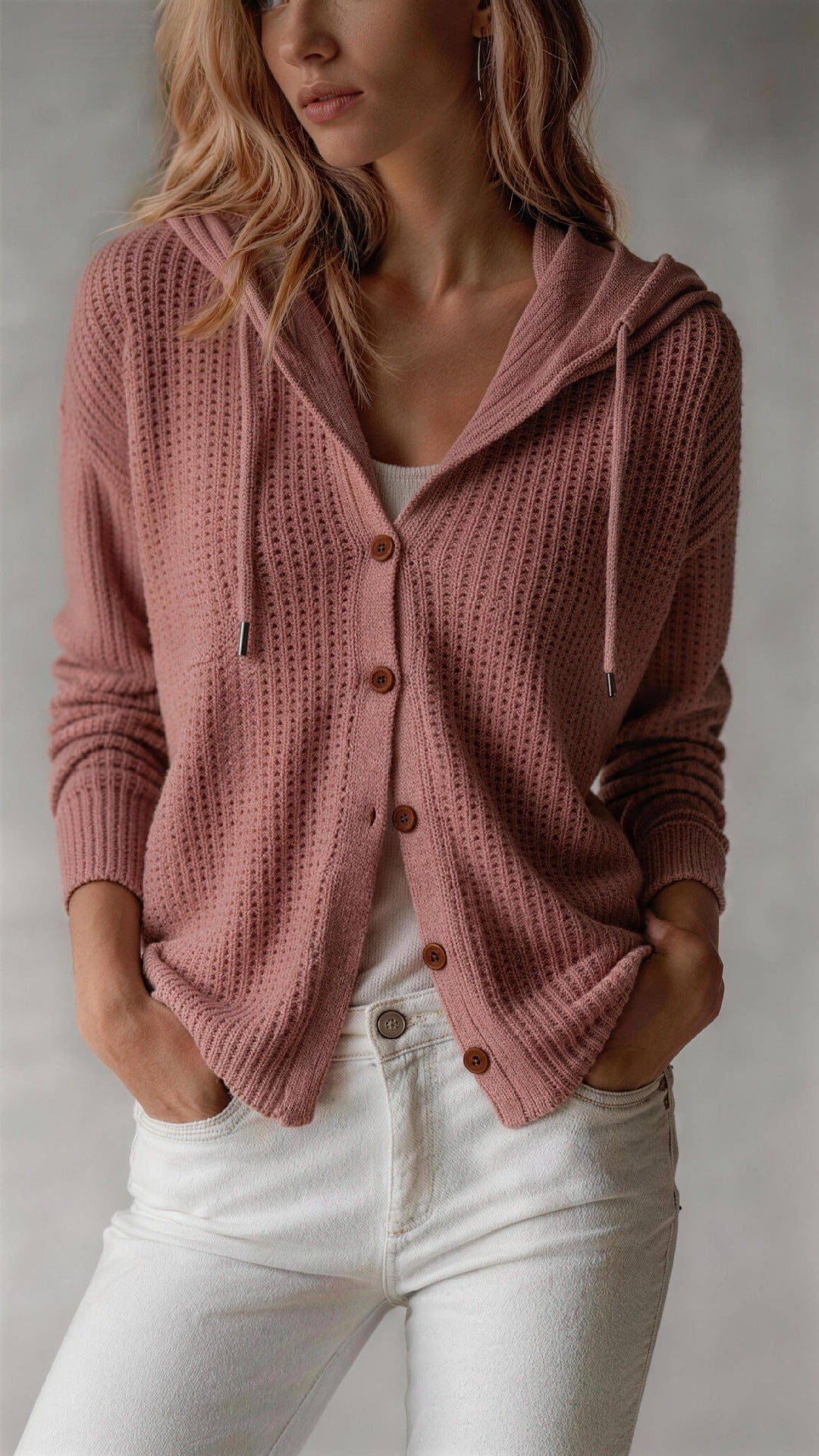 Marianne Fitzgerald | Hooded Waffle-Knit Cardigan For Women