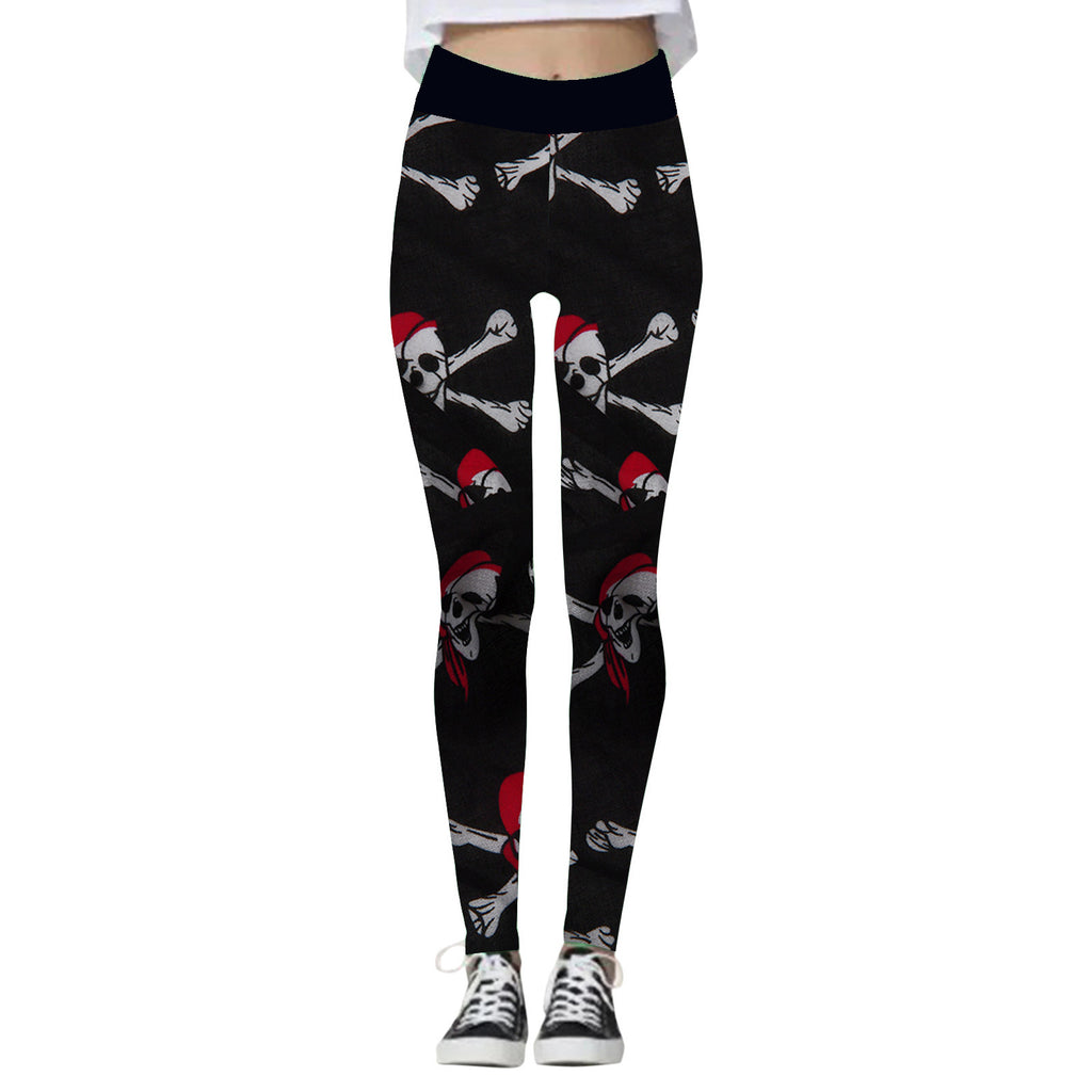 Clara Whitlock | Skull & Pumpkin Print Halloween Leggings