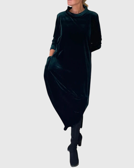 Margot Fontaine | Velvet Maxi Dress With Mock Neck