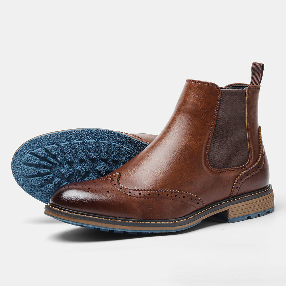 Callum Ferguson | Brown Leather Chelsea Boots With Brogue Detailing