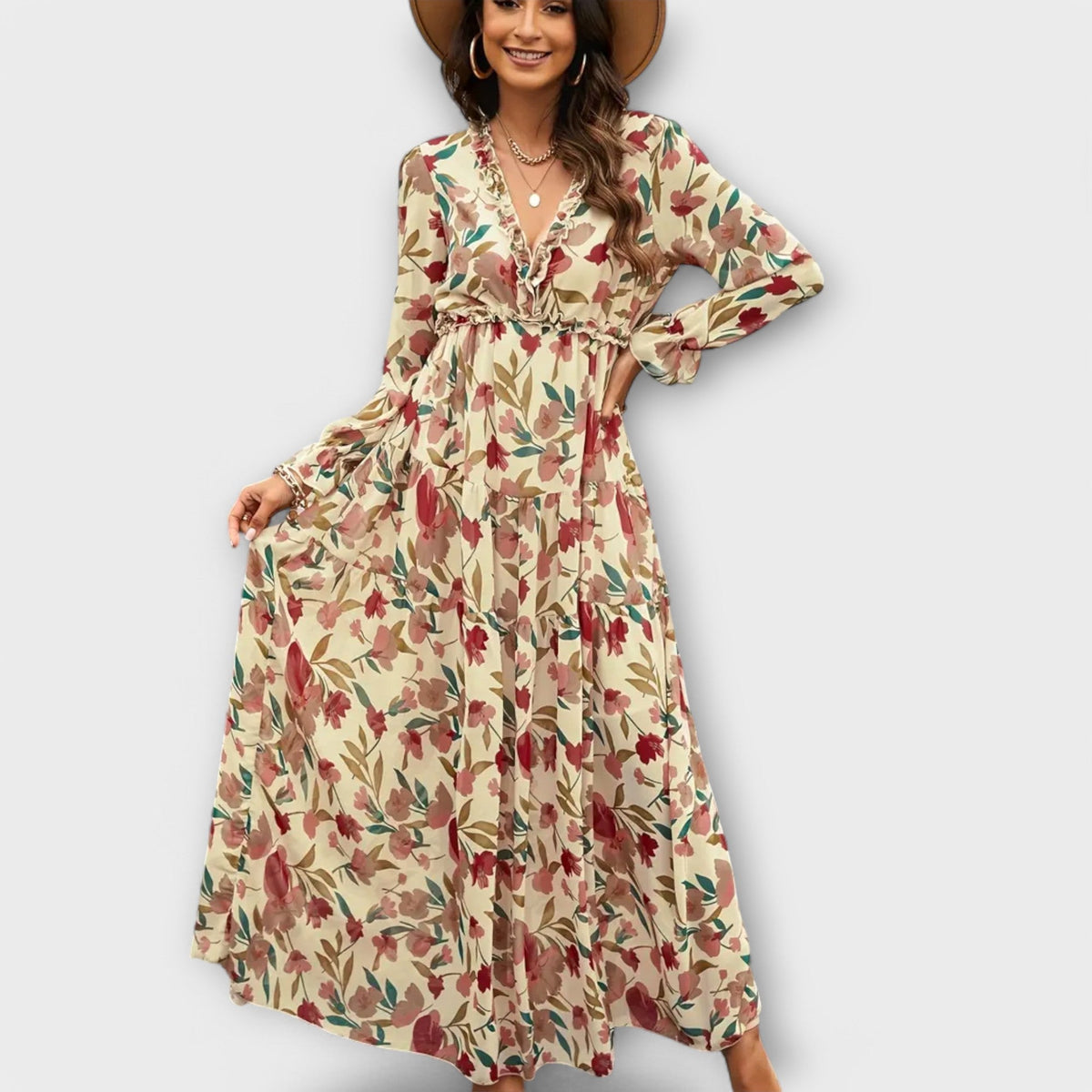Lucia Bennett | Floral Maxi Dress With Tiered Skirt