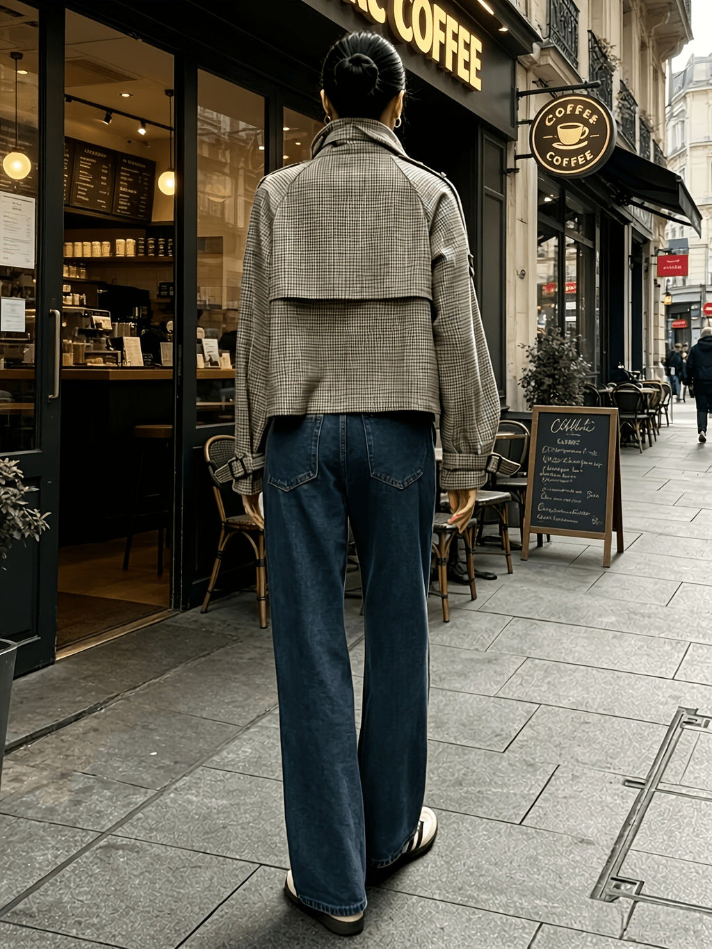 Prudence Sharland | Stand-Collar Houndstooth Cropped Jacket