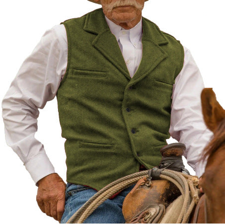 Percy Holloway | Herringbone Wool Slim-Fit Vest for Men