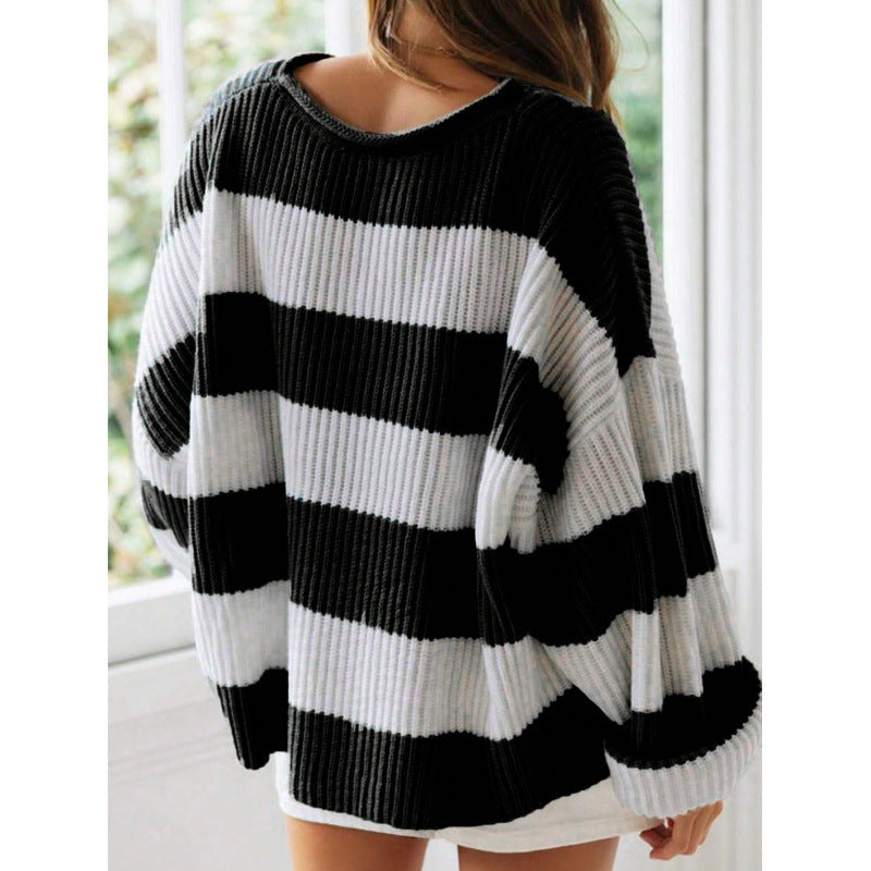 Lily Forsythe | Striped Batwing Sleeve Knit Jumper