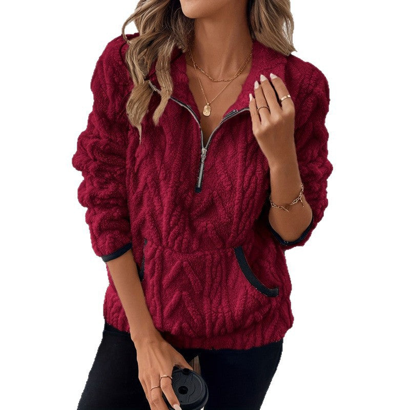 Cecily Morris | Fluffy Quarter-Zip Sherpa Sweater