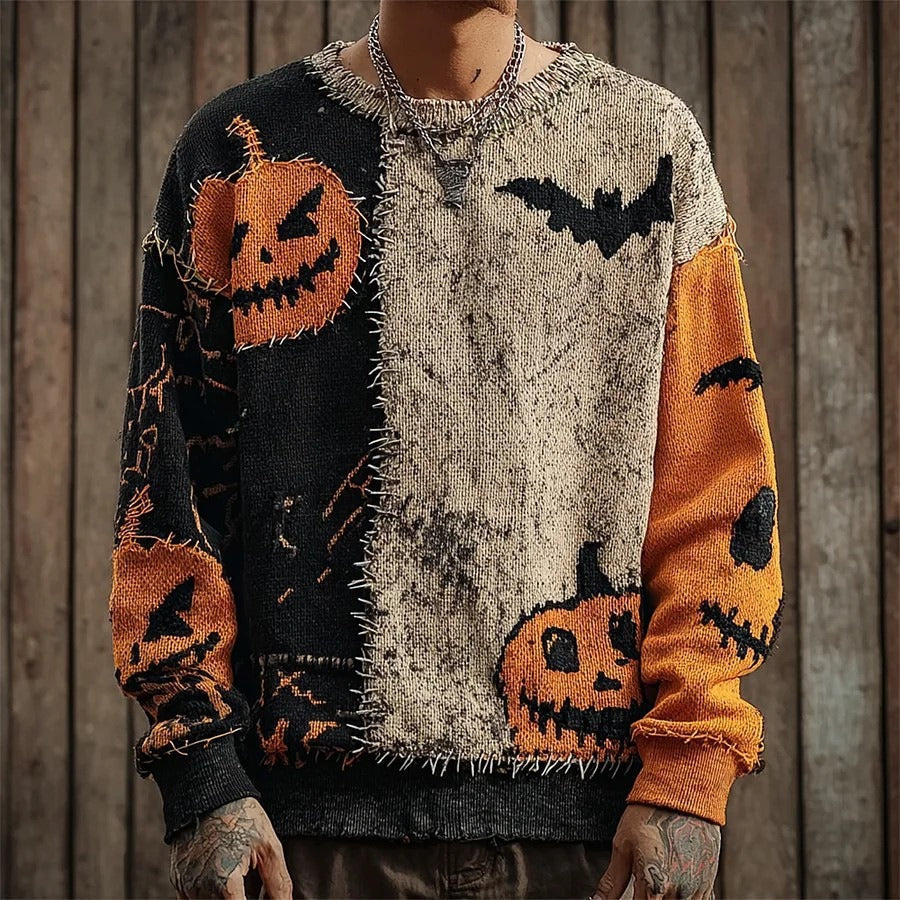 Callum Fairbanks | Pumpkin Bat Print Sweater For Men