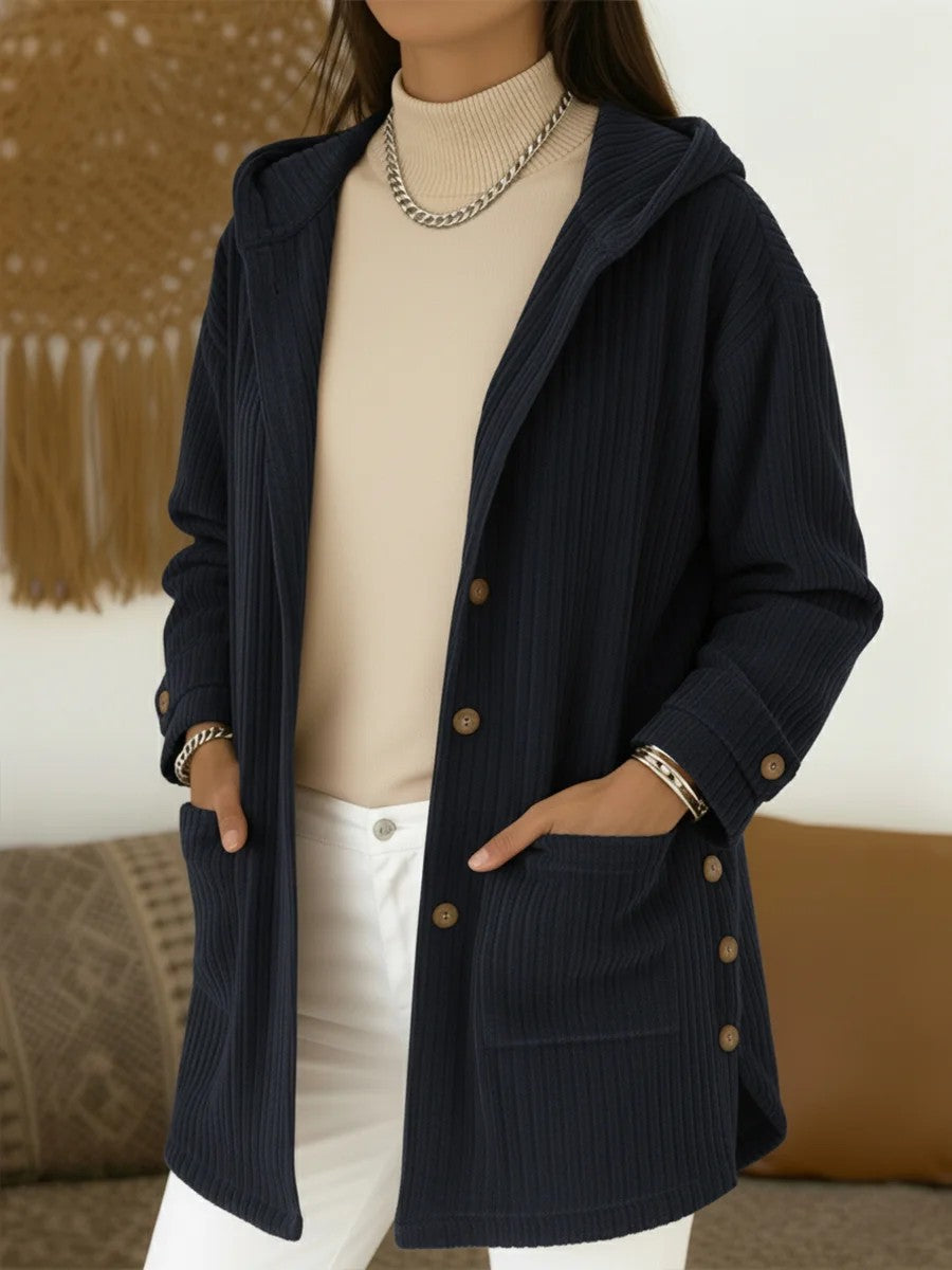 Verity Robinson | Corduroy Hooded Longline Jacket For Women