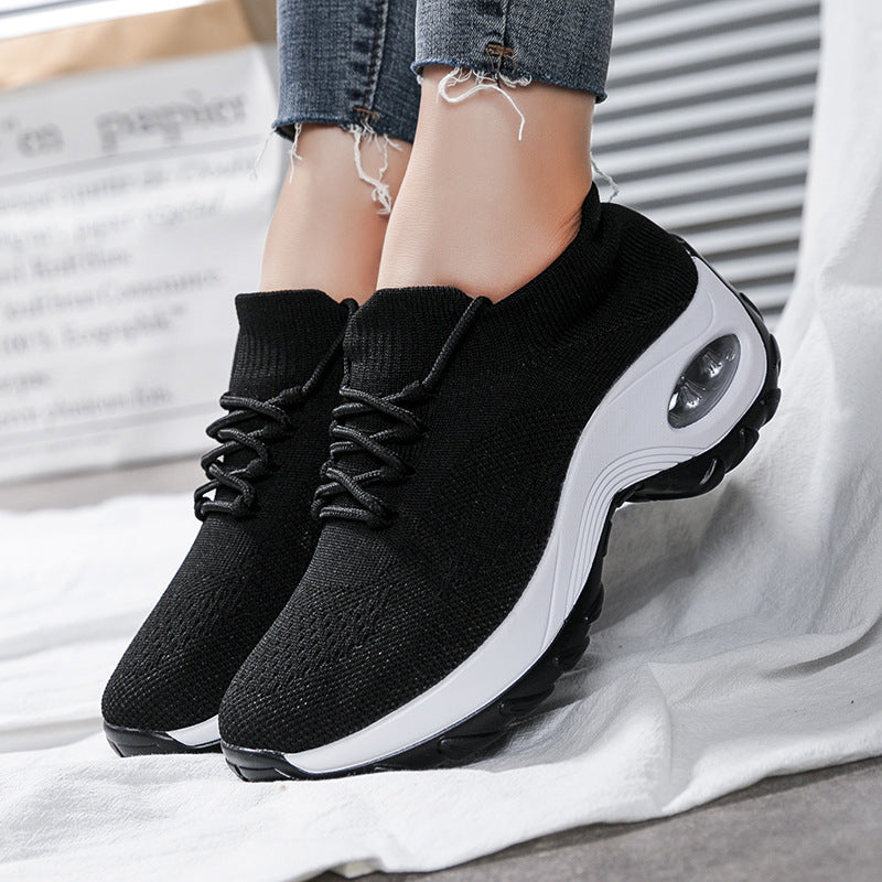 Nadia Ferris | Yellow Knit Platform Sneakers With Air Cushion Sole