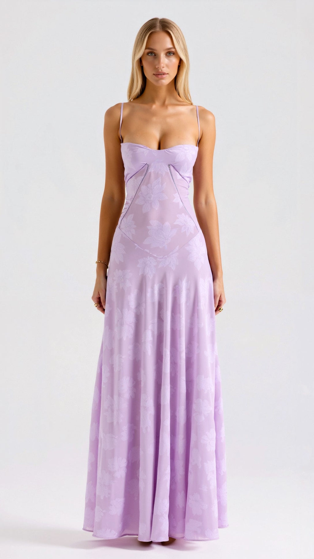 Daphne Kingsley | White Floral Jacquard Maxi Dress