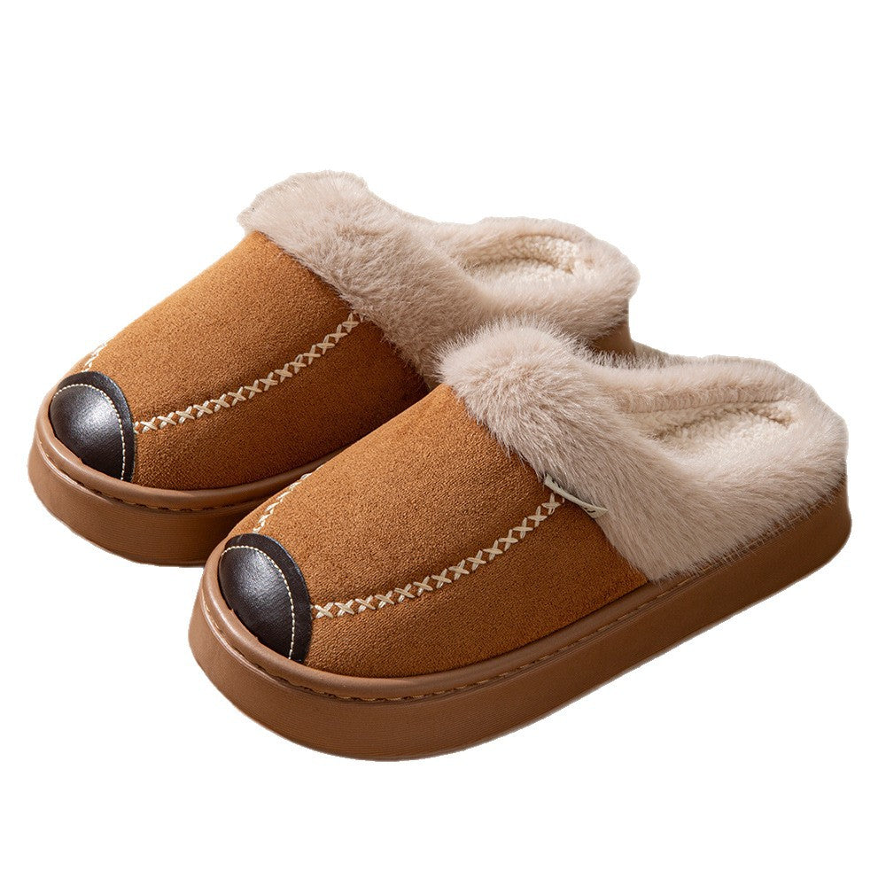 Imogen Sherwood | Thick-Soled Faux Fur Trim Slippers