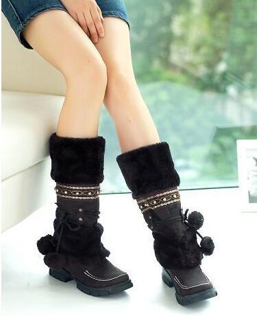 Fiona Pearce | Fur-Trim Mid-Calf Lace-Up Boots
