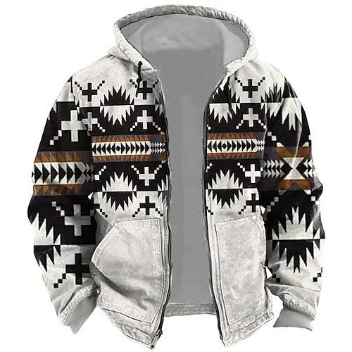 Arthur Turner | Aztec Print Hooded Mens Jacket with Zip Closure