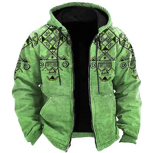 Arthur Turner | Aztec Print Hooded Mens Jacket with Zip Closure