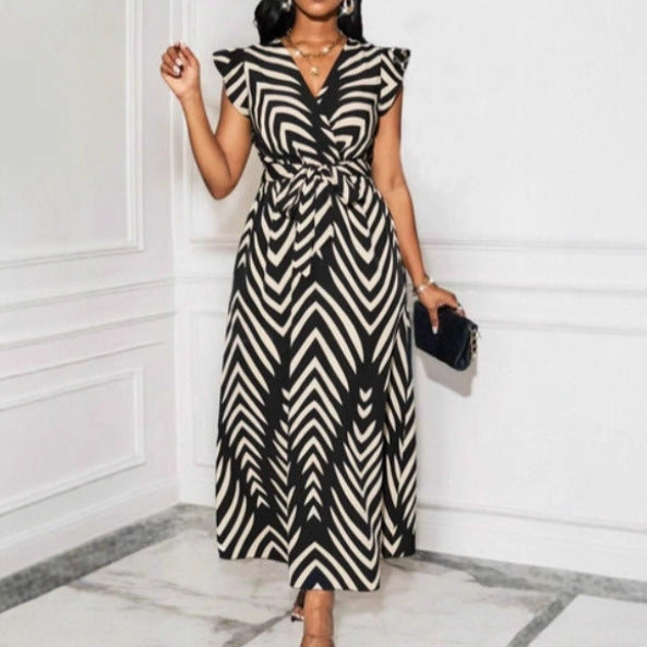 Rosamund Blackwood | Striped Wrap Maxi Dress With Belt