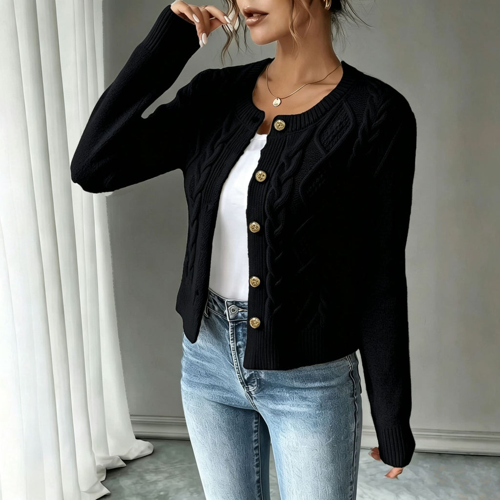 Rosalind Chapman | Navy Cable-Knit Button Cardigan