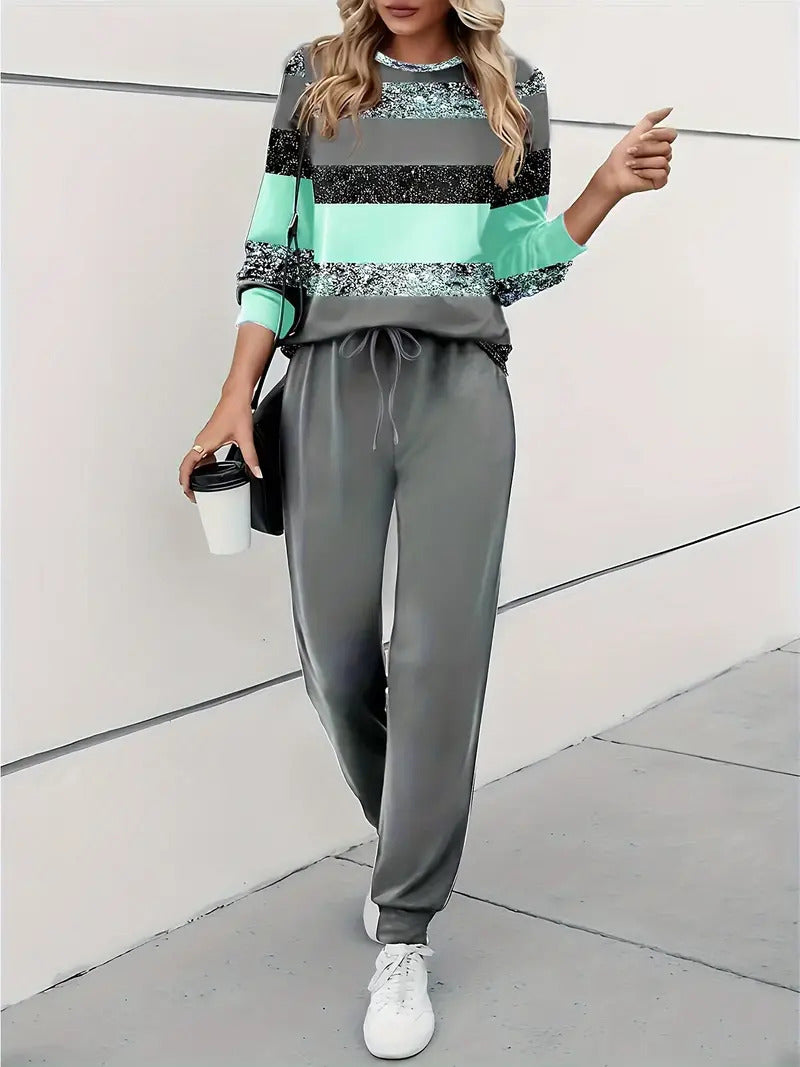 Rosie Clarke | Colour-Block Sequin Sweatshirt & Jogger Set