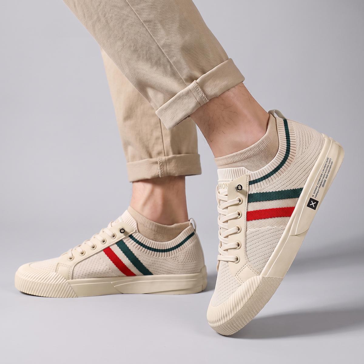 Miles Sutcliffe | Knit Sneakers With Striped Detail for Men