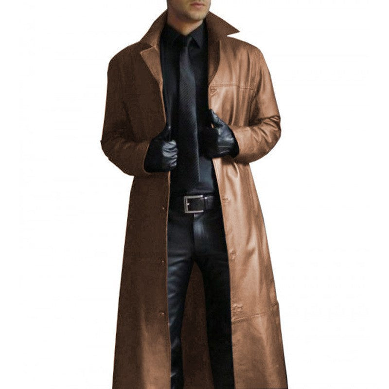 Hugo Radley | Slim Fit Long Leather Trench Coat