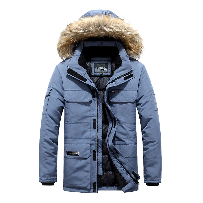 Miles Cavendish | Mustard Padded Mens Jacket With Fur-Trim Hood