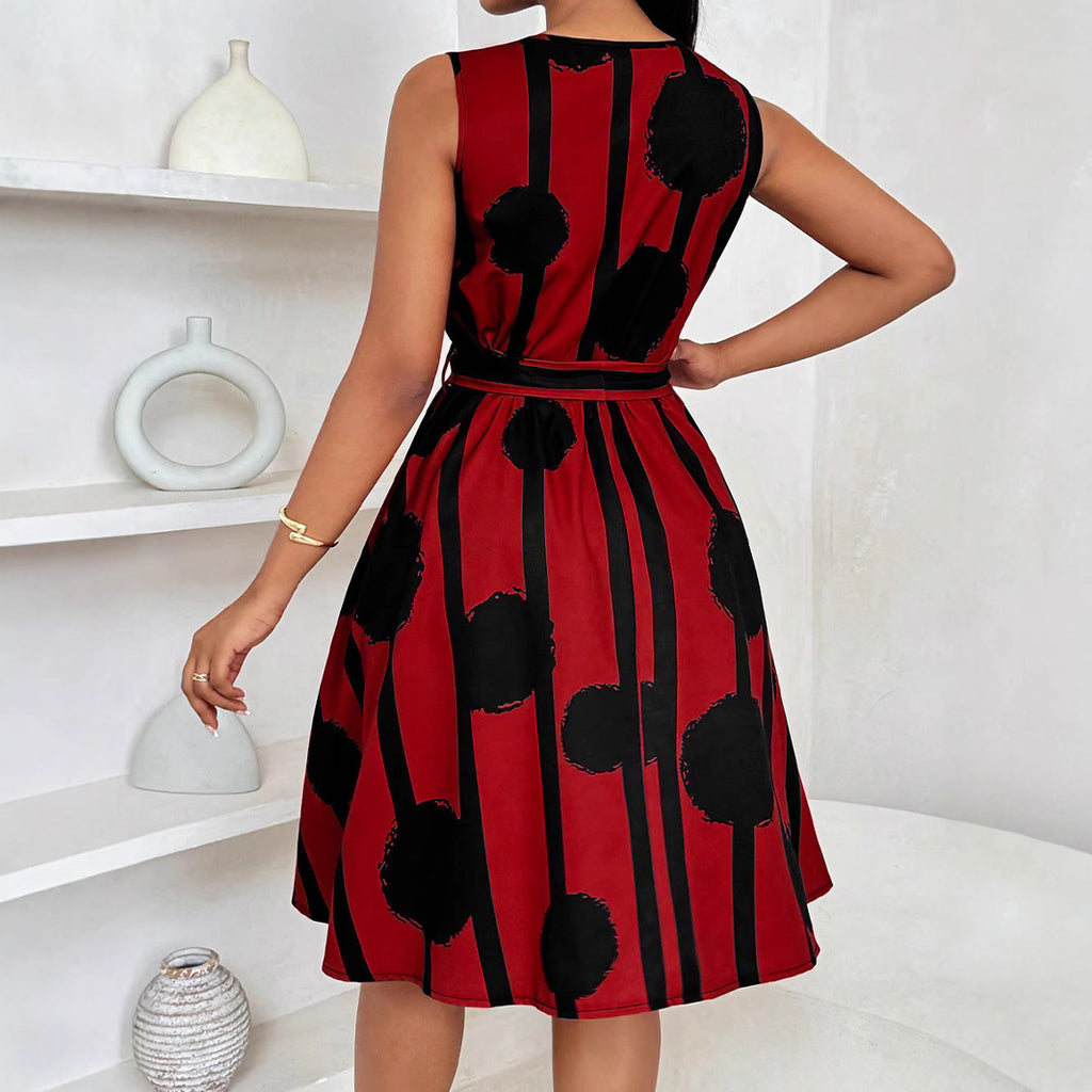 Penelope Rothwell | Printed A-Line Midi Dress With Tie Belt