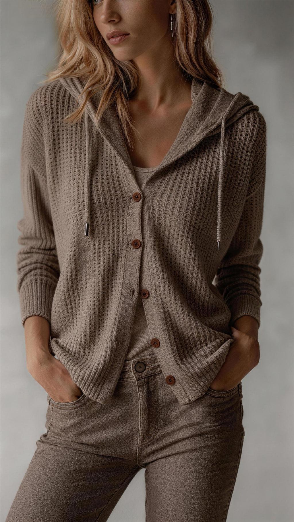 Marianne Fitzgerald | Hooded Waffle-Knit Cardigan For Women