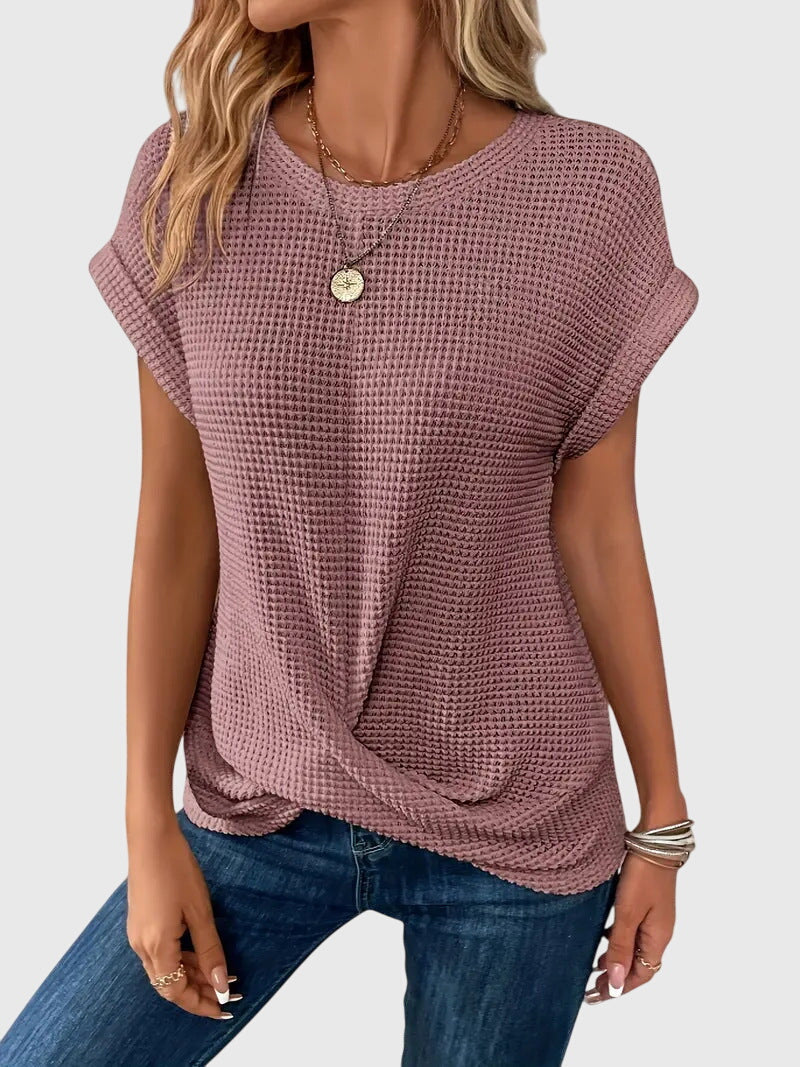 Imogen Sinclair | Waffle-Knit Blouse with Twist Front
