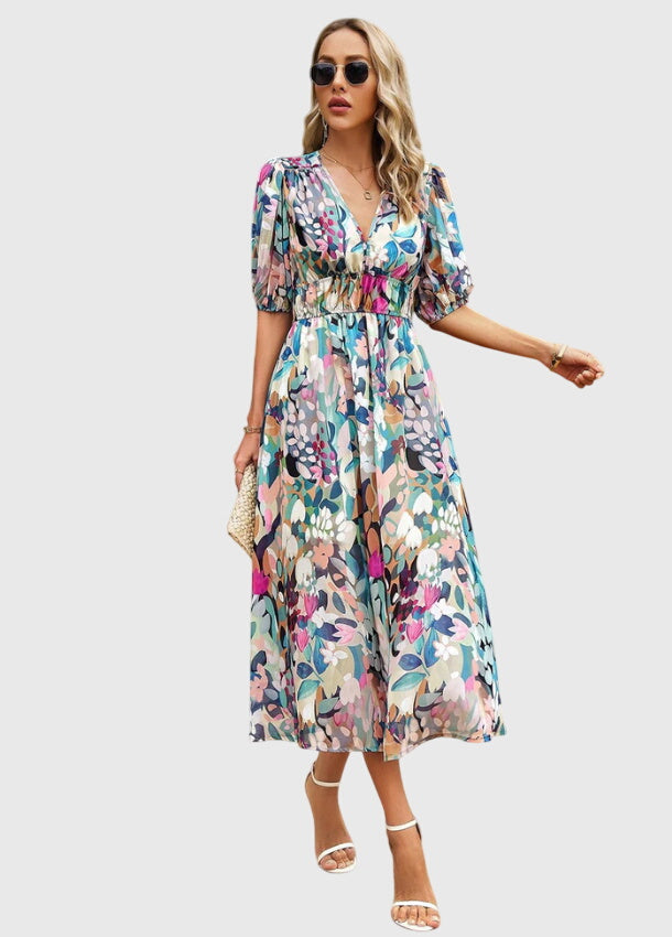 Bianca Moreau | Floral Summer Dress with Smocked Waist