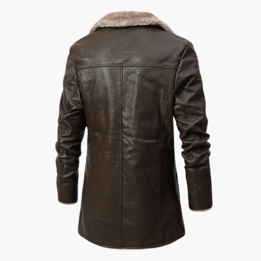 Jasper Dunmore | Faux Leather Mens Coat With Shearling Collar